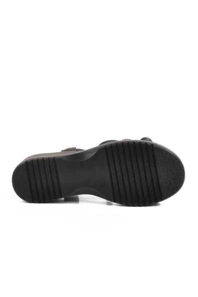 Aspor Siyah Kadın Dolgu Topuk Sandalet - 5