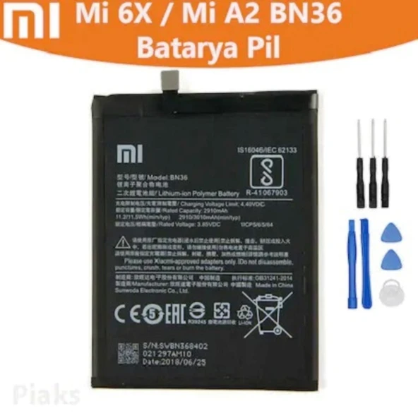 Xiaomi Mi 6X/Redmi A2/Mi A2 Bn36 Pil Batarya ve Tamir Seti