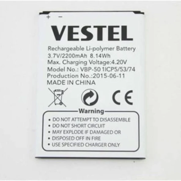 Vestel Venüs 5.0 V 5.0 X Pil Batarya Vbp-50 İthal - Resim 2