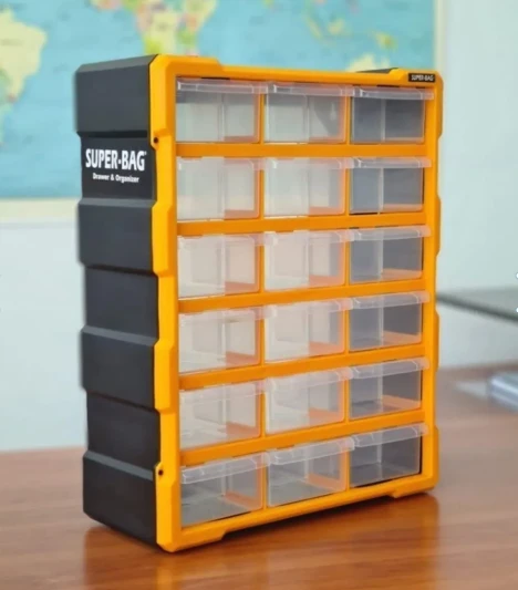 Monoblok Super Bag Mono Blok Çekmeceli Organizer 18'Li Vida Dübel Çivi Çekmecesi