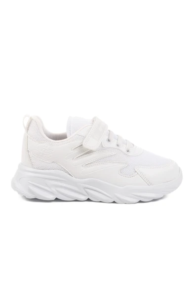 Aspor Beyaz Cırtlı Unisex Çocuk Spor Ayakkabı