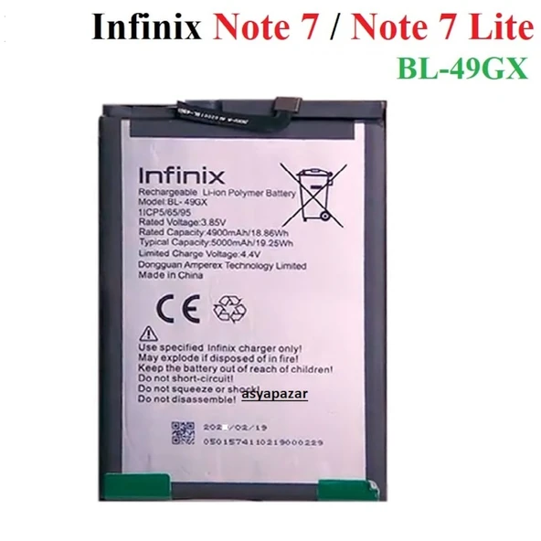 Infinix Note 7-Note 7 Lite Pil Batarya Bl-49Gx İnfinix X690 ürün görseli