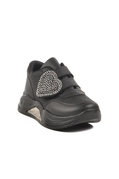 Aspor Siyah Simli Cırtlı Kız Çocuk Sneaker - 3
