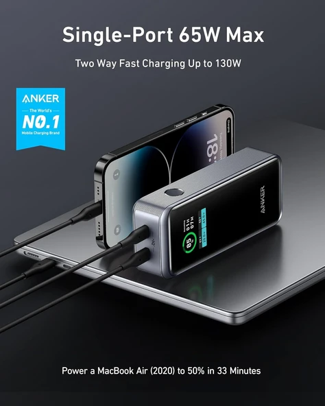 Anker 737 Powercore 24K Taşınabilir Şarj Cihazı - GaNPrime 140W PD 24000 mAh - A1289 (Anker Türkiye Garantili) - 2