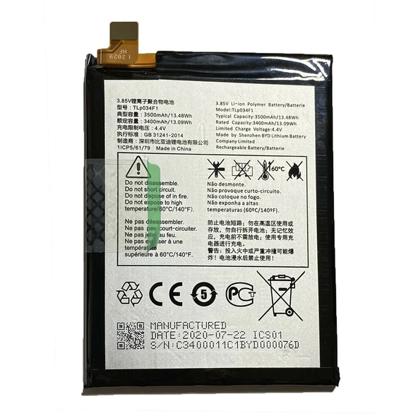 Vodafone Smart V10 / Alcatel 3 5053D Batarya Pil Tlp034F1 ürün görseli