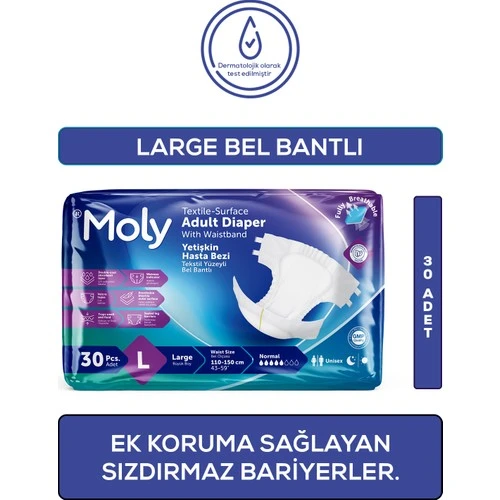 Moly Bel Bantlı Hasta Bezi Large 30'lu - 2