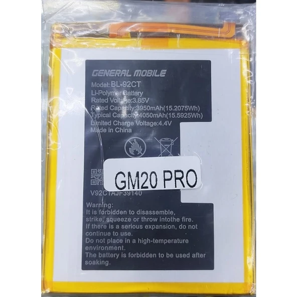 General Mobile Gm20 Pro Pil Batarya Bl-92Ct ürün görseli