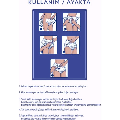 Moly Tekstil Yüzeyli Large Büyük Boy Belbantlı Hasta Bezi 30 lu 4 paket / 120 adet