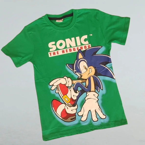 Sonic Desenli Yeşil Renk Şortlu Takım - 5