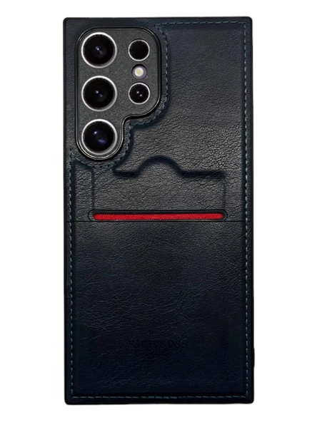 Samsung Galaxy S24 Kartlıklı Rich Boss Deri Kılıf Lacivert