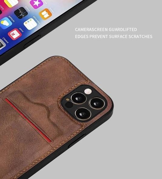Apple iPhone 14 Pro Max Kartlıklı Rich Boss Deri Kılıf Siyah - 3