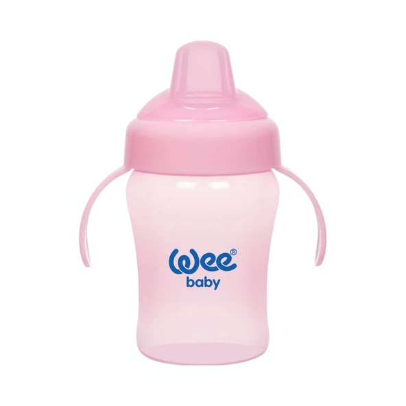 Wee Baby 775 Colorful Akıtmaz 240 ml Kulplu Bardak Pembe