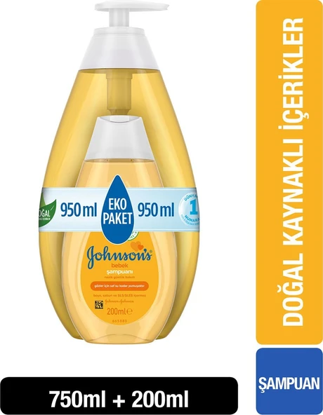 Johnson's Baby Bebek Şampuanı 750 ml + 200 ml 2 Adet