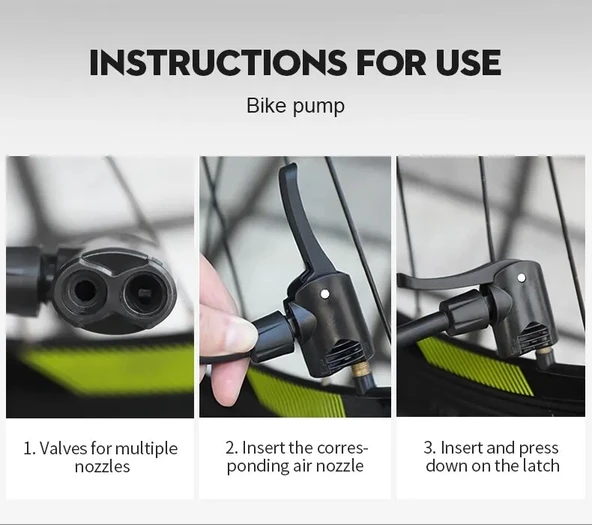 Mini Bisiklet Pompası Göstergeli Taşınabilir Ayak Pompası Motorsiklet Ve Araç Pompası - 5