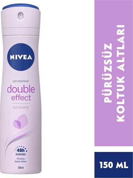 NIVEA Woman Double Effect Hızlı Kuruma 48h Koruma Pürüzsüz Koltuk Altları Kadın Deodorant X 3 Adet