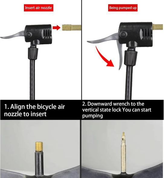 Mini Bisiklet Pompası Göstergeli Taşınabilir Ayak Pompası Motorsiklet Ve Araç Pompası - 3