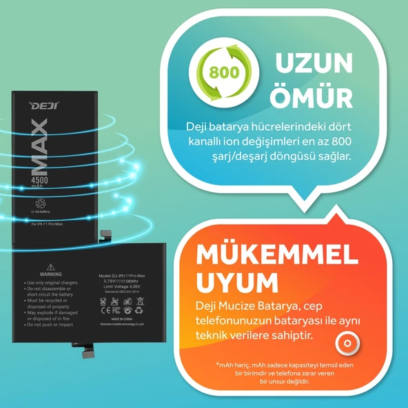 iPhone 11 Pro Max Batarya Mucize Batarya Deji 4500mAh - Resim 4