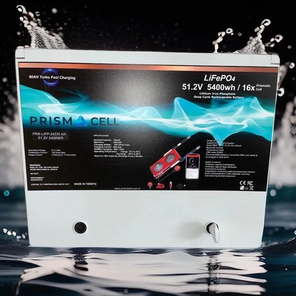 Lifepo4 105ah 51.2 volt prizmatik smart bluetooth 5400 watt akü TURBO CHARGING solar akü