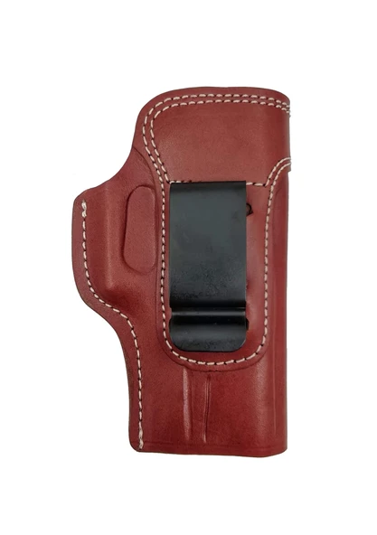 Glock 17 İçin Sağ-Sol Yönü Değişebilir Gerçek Deri Kahverengi İç-Dış Silah Kılıfı - 2
