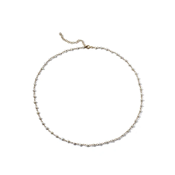 14 Ayar Altın Kaplama Minimal İncili El Yapımı Gümüş Kolye - CNS00628 - Resim 5