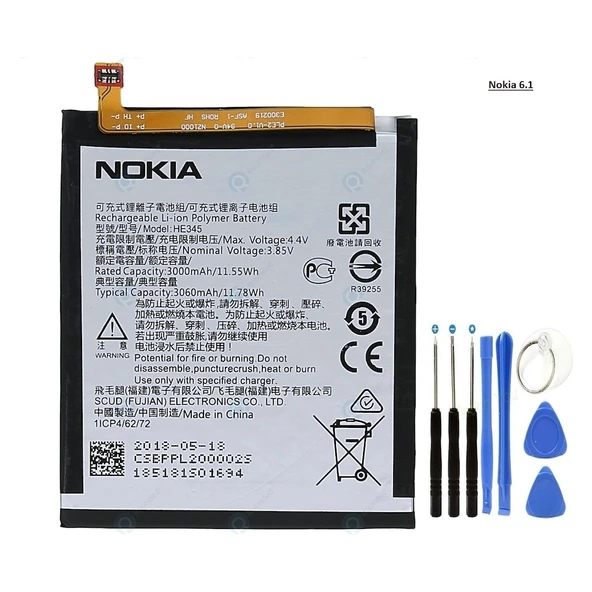Nokia 6.1 Batarya Pil Ta1054-2018 He345 + Tamir Seti ürün görseli