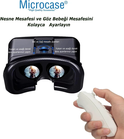 Microcase VRPARK V7 3D Sanal Gerçeklik Gözlüğü + VR Kablosuz Bluetooth Kumanda-AL4749 - 4