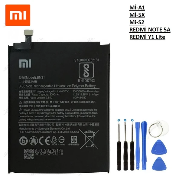 Xiaomi Mi A1 Redmi S2/Y2 Pil Batarya Bn31+Tamir Seti ürün görseli
