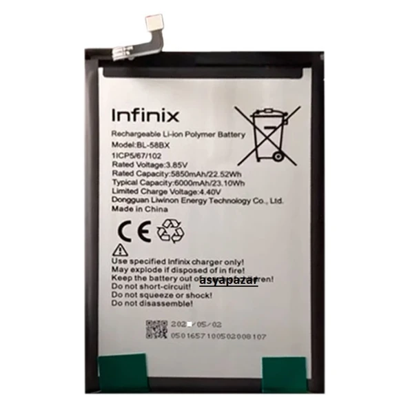 Infinix Hot 8-Hot 9 Play Pil Batarya İnfinix X650 Pil Batarya