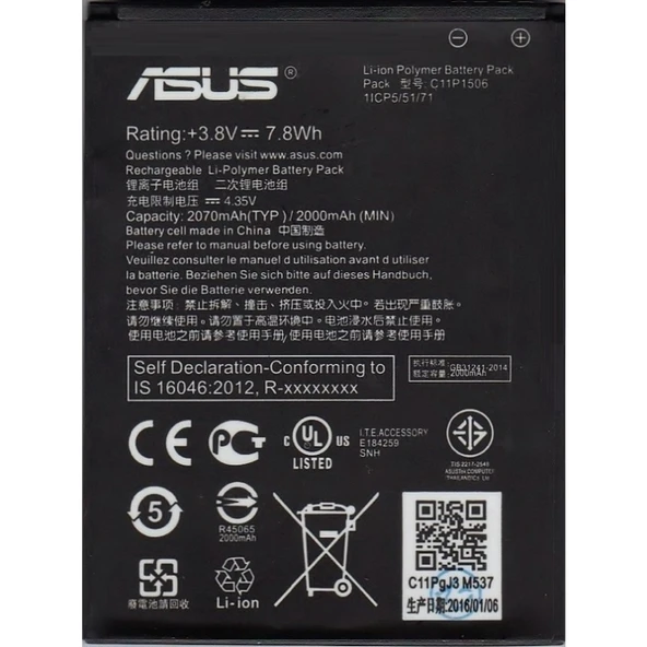 Asus Zenfone Live Go 3G G500Tg Z00Vd C11P1506 Batarya Pil ürün görseli