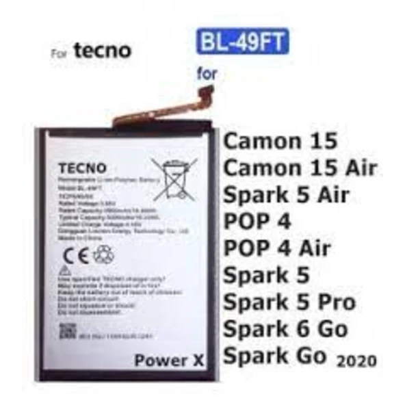 Tecno Spark 5 Pil Batarya BL-49 FT ürün görseli