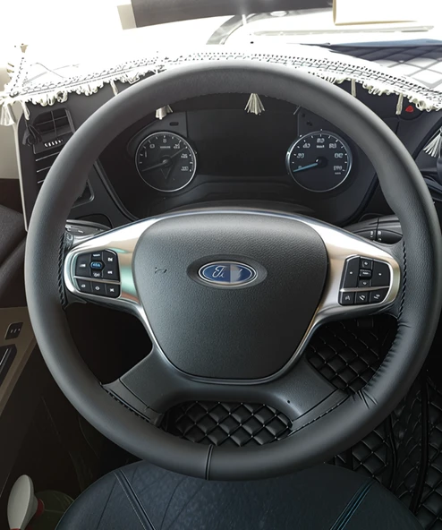 DİKİŞLİ DİREKSİYON KILIFI SİYAH DERİ SİYAH DİKİŞLİ FORD F MAX KAMYON TIR İÇİN (Transit e olmaz) ürün görseli