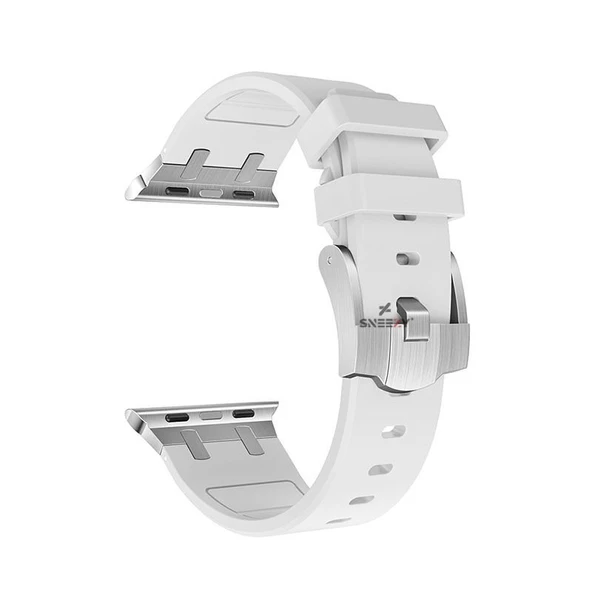 Sneezy Apple Watch 42-44-45-49MM İle Uyumlu Everest Tasarım Silikon Kordon  Beyaz - 5