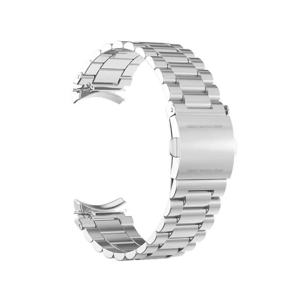 Samsung Galaxy Watch 6 40 43 44 47mm Uyumlu Kavisli Ironweft Döküm Çelik Metal Kordon  Gümüş - 2