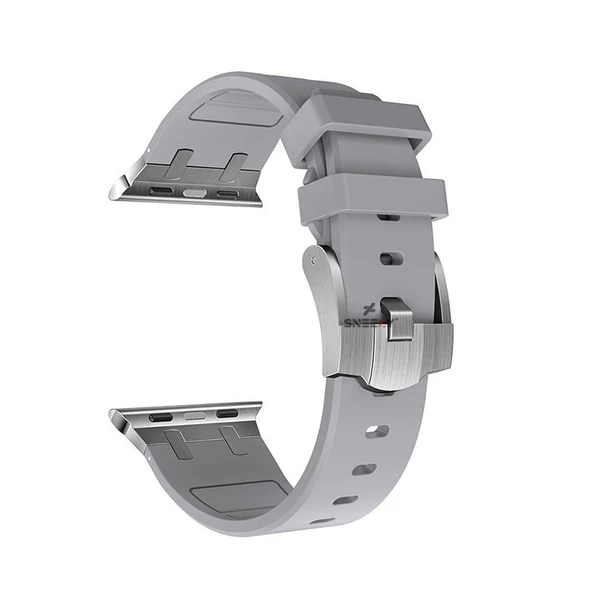 Sneezy Apple Watch 42-44-45-49MM İle Uyumlu Everest Tasarım Silikon Kordon  Gri - Resim 5