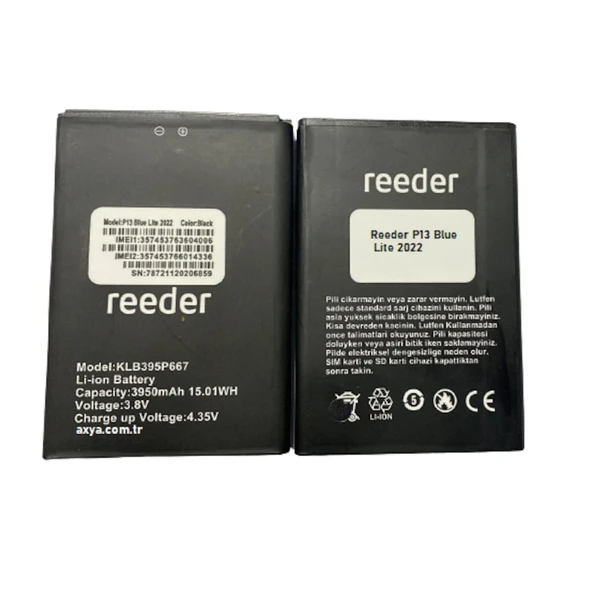 Reeder P13 Blue Lite 2022 Pil Batarya - Resim 2