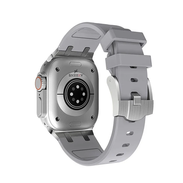 Sneezy Apple Watch 42-44-45-49MM İle Uyumlu Everest Tasarım Silikon Kordon  Gri - Resim 3