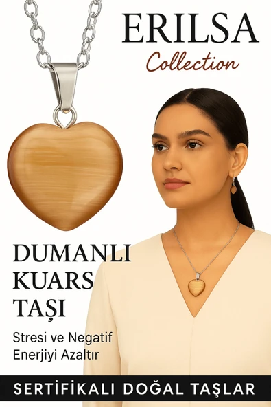 Sertifikalı Kalp Model Dumanlı Kuvars Taşı Kolye – Negatif Enerjiye Karşı Kalkan ve Ruhsal Arınma ürün görseli
