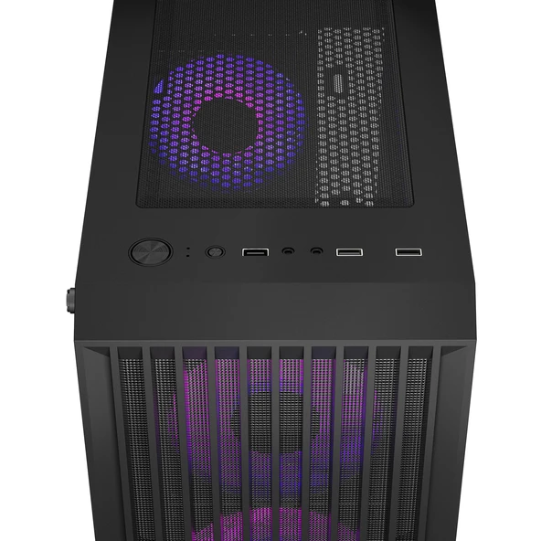 Rampage Kasa Lyra Mesh Temperli Siyah 3x2Cm RGB Fan M-Atx Mid-T Gaming (Power Yok) - 3
