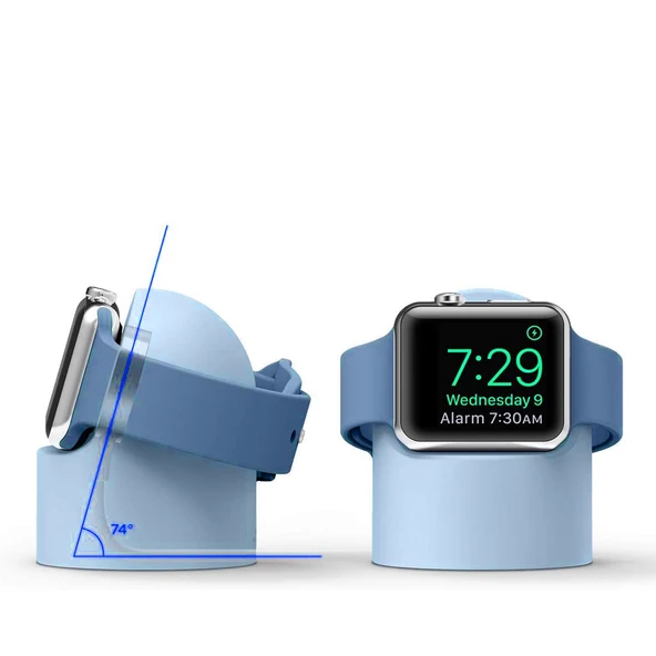 Apple Watch Uyumlu Silikon Akıllı Saat Şarj Standı  Mavi - 6