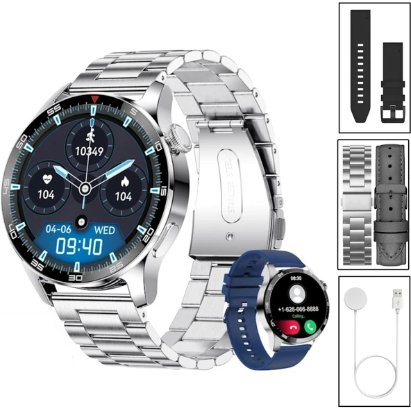 Watch GT3 PRO Gümüş Erkek Akıllı Saat, Klasik AMOLED Sesli Görüşme,NFC Android iPhone Huawei Uyumlu 8 9 10 - 1
