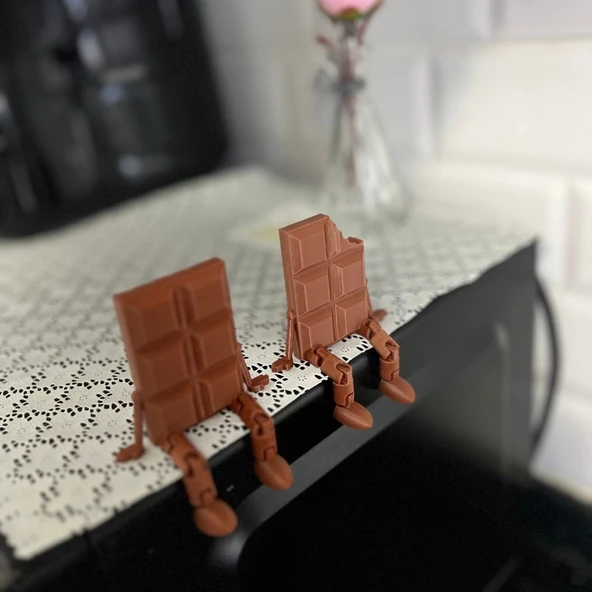2'li Çikolata Barı Dekoratif Figür Seti - Isırılmış ve Bütün - Masaüstü Süs - 2