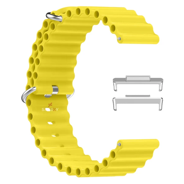 Huawei Watch Fit 3 İle Uyumlu Seaflex Ocean Tokalı Yumuşak Soft Silikon Kordon  Sarı - Resim 3