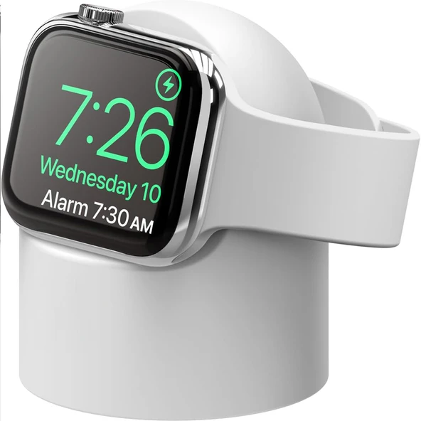 Apple Watch Uyumlu Silikon Akıllı Saat Şarj Standı  Beyaz