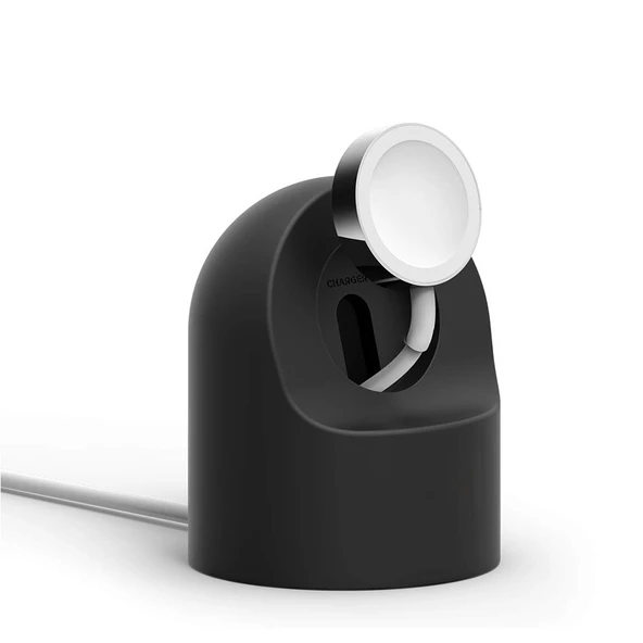 Apple Watch Uyumlu Silikon Akıllı Saat Şarj Standı  Siyah - 3