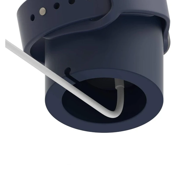 Apple Watch Uyumlu Silikon Akıllı Saat Şarj Standı  Lacivert - Resim 5