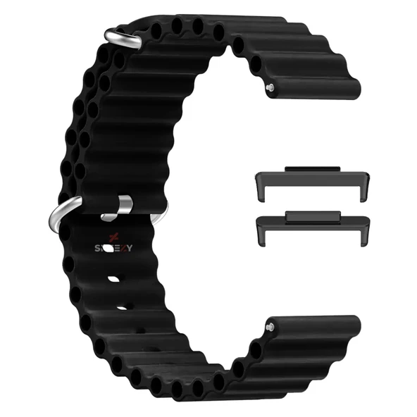 Huawei Watch Fit 3 İle Uyumlu Seaflex Ocean Tokalı Yumuşak Soft Silikon Kordon  Siyah - 3