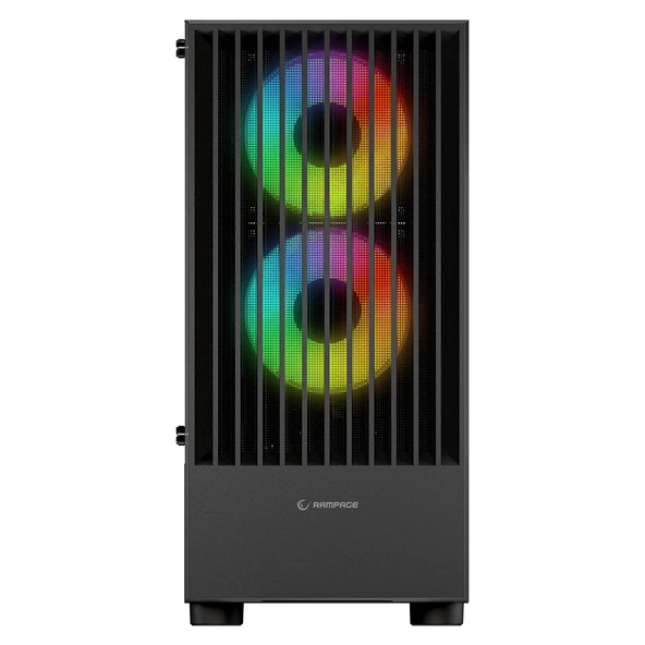 Rampage Kasa Lyra Mesh Temperli Siyah 3x2Cm RGB Fan M-Atx Mid-T Gaming (Power Yok) - 2