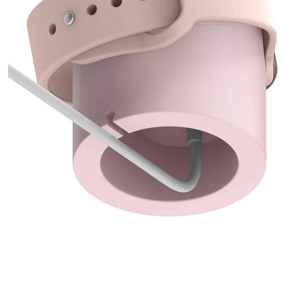 Apple Watch Uyumlu Silikon Akıllı Saat Şarj Standı  Pudra - 5