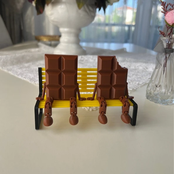 2'li Çikolata Barı Dekoratif Figür Seti - Isırılmış ve Bütün - Masaüstü Süs - 3