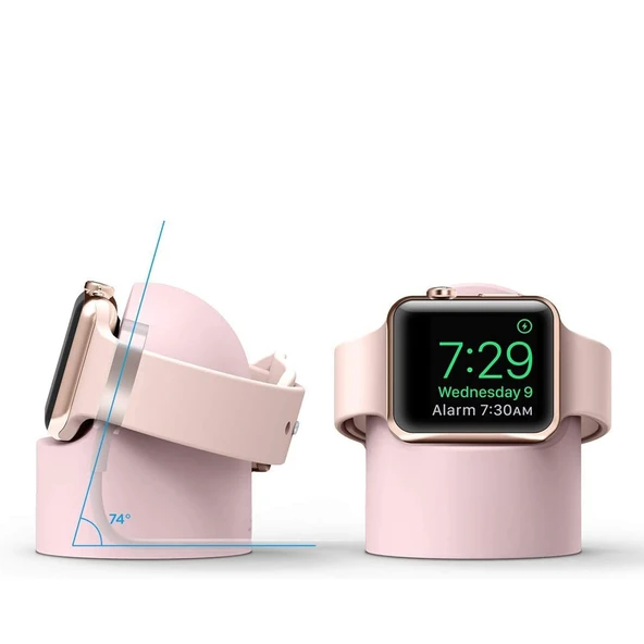 Apple Watch Uyumlu Silikon Akıllı Saat Şarj Standı  Pudra - 6